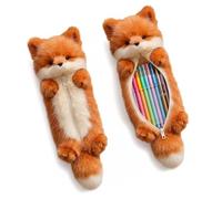 Plüsch-Federmäppchen Fuchs, Kuschelweiches Mäppchen für Mädchen & Jungen | 32 x 15 x 9 cm, Pencil case with sturdy zip, pencil case for boys, girls, teenagers, adults, brown