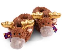 Plüsch Hausschuhe NICI "ELCH THURE", Damen, Gr. 38/41, bunt (braun, goldfarben), Textil, Schuhe Plüsch Hausschuhe, Hausschuh mit goldfarbenen Geweih (38370738-38)