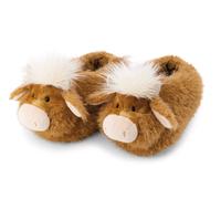 Plüsch Hausschuhe NICI "Nici Green Hochlandrind Mc Mooray", Damen, Gr. 40/43 (41), braun (braun weiß hochlandrind), Polyester, Schuhe Plüsch Hausschuhe, Hausschuh mit Textilfutter (47009829-40)