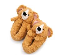 Plüsch Hausschuhe NICI "Nici Green Hund", Damen, Gr. 40/43 (41), braun (braun hund), Polyester, Schuhe Plüsch Hausschuhe, Hausschuh zum Schlupfen mit Motiv (94457113-40)