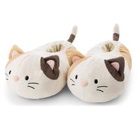Plüsch Hausschuhe NICI "Nici Green Mymochi Katze Angy", Damen, Gr. 40/43 (41), braun (beige, braun mymochi katze), Polyester, Basic, Schuhe Plüsch Hausschuhe, Hausschuh zum Schlupfen (15233238-40)