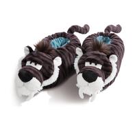 NICI 45323 Hausschuhe aus Plüsch Säbelzahntiger Größe 38-41, kuschelig und warm, Stone Age Friends, GRAU/WEIß