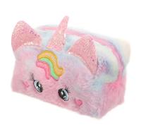 Plüsch Kosmetiktasche Einhorn für Teenager, Rosa Reise Kulturbeutel | Weiches Material, Cartoonhaftes Design, Geräumiges Innenfach, für Haaraccessoires und Schminkpinsel