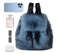 Plüsch-Rucksack - 1 X Pelzige Tasche, Modische Mini-Büchertasche Mit Kordelzug Aus Fuchshaar, Plüsch-Rucksack Mit Verstellbarem Schultergurt | Lässige Rucksacktasche Für Mädchen, Winterreisen, Outdoor