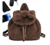 Plüsch-Rucksack - Schleifen-Geldbörse, Schul-Büchertasche für Reisen und Kita, 1 Stück, weicher Kunst-Rucksack mit Satinband, Hardware, Kawaii-Aufbewahrungstasche für Kinder, Damen, Kinder und