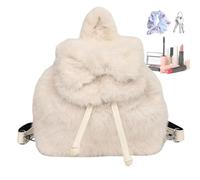 Plüsch-Rucksack - Schleifen-Geldbörse, Schul-Büchertasche für Reisen und Kita, 1 Stück, weicher Kunst-Rucksack mit Satinband, Hardware, Kawaii-Aufbewahrungstasche für Kinder, Damen, Kinder und