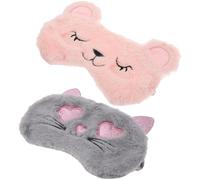 Plüsch Schlafmasken 2 Stück mit Tiermotiven für Schlaf und Ruhe