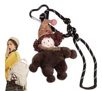 Plüsch-Tasche, Plüsch-Tasche, tragbarer Taschenanhänger, bezaubernder Anhänger für die Puppe aus lockigem Haar, Comic-Rucksack für Handtasche, Schlüsselanhänger D