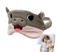 Plüsch Tier Schlafmaske - Kawaii Hippo Eye Cover Für Mädchen | Fuzzy Soft Augenbinde Flugzeug Auto Schlafzimmer Lustige Neuheit Geschenk Einstellbare Elastische Band Stirnband Verdunkelungsku