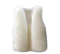 Plüsch-Weste für Damen, Kunstfell, einfarbig, bequem, lässig, offene Vorderseite, ärmellos, dick, warm