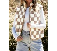 Plüsch-Weste im INS-Stil für Damen, Herbst und Winter, einfarbig, Oberbekleidung, kurze Schultern, lockere Weste