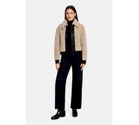 Plüschjacke AMBER & JUNE "Damen mit Kragen", Damen, Gr. 44, beige, Plüsch, Obermaterial: 100% Polyurethan, 71% Viskose, 22% Polyester, 7% Baumwolle, gerade, Jacken (99739856-44) beige