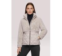 Plüschjacke AMBER & JUNE "Damen mit Stehkragen", Damen, Gr. 44, beige (hellgrau), Obermaterial: 100% Polyester. Besatz: 100% Polyamid. Futter: 100% Polyamid. Füllung: 100% Polyester. Ärmelfutter: 100%