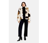 Plüschjacke AMBER & JUNE "Damen mit Taschen", Damen, Gr. 44, braun (beige, braun), Plüsch, Obermaterial: 100% Polyester. Futter: 100% Polyester, gerade, Jacken (15685968-44) beige, braun