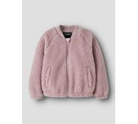 Plüschjacke NAME IT "NMFMIFFY SHERPA JACKET", Mädchen, Gr. 116, rosa (violet ice), Plüsch, Obermaterial: 100% Polyester, bestickt, unifarben, normal, V-Ausschnitt, elastischer Bund, Jacken, Kunstfaser