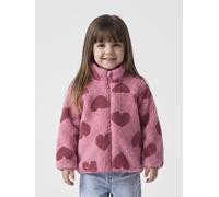 Plüschjacke NAME IT "NMFMONICA TEDDY JACKET AOP NOOS", Mädchen, Gr. 104, pink (flowering ginger), Plüsch, Obermaterial: 100% Polyester, bedruckt, normal, gerader Abschluss, Jacken, Kunstfaser (5394535