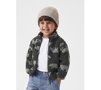 Plüschjacke NAME IT "NMMMONICO TEDDY JACKET AOP NOOS", Jungen, Gr. 104, jungle grün, Teddy, Obermaterial: 100% Polyester, bedruckt, normal normal, elastischer Bund, Jacken, Kunstfaser, normal geschnit
