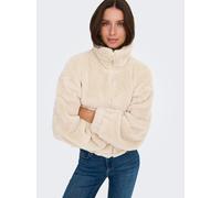 Plüschjacke ONLY "ONLANNA CONTACT LIFE SOL JACKET CC OTW", Damen, Gr. M, pumice stone, Plüsch, Obermaterial: 100% Polyester, unifarben, normal, Jacken Plüschjacke, mit aufgesetzten Taschen, weiche Plü