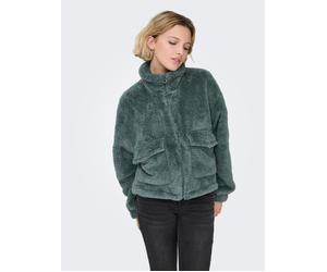 Plüschjacke ONLY "ONLANNA CONTACT LIFE SOL JACKET CC OTW", Damen, Gr. S, balsam grün, Plüsch, Obermaterial: 100% Polyester, unifarben, normal, Jacken, mit aufgesetzten Taschen, weiche Plüschqualität (