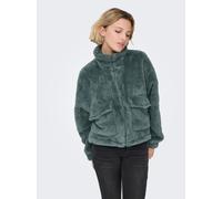 Plüschjacke ONLY "ONLANNA CONTACT LIFE SOL JACKET CC OTW", Damen, Gr. S, grün (balsam grün), Plüsch, Obermaterial: 100% Polyester, unifarben, normal, Jacken, mit aufgesetzten Taschen, weiche Plüschqua