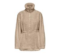 Plüschjacke ONLY "ONLCONTACT COAT CC OTW", Damen, Gr. L, beige (humus), Plüsch, Obermaterial: 100% Polyester, unifarben, normal, Jacken, Kunstfaser, Plüsch (99971609-L) humus