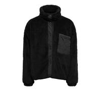 Plüschjacke ONLY "ONLCONTACT LIFE OVERSIZED CC OTW", Damen, Gr. XL, schwarz, Web, Obermaterial: 100% Polyester, unifarben, regular fit normal, Bündchen, Jacken, Kunstfaser (70938755-XL) schwarz
