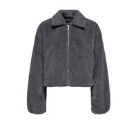 Plüschjacke ONLY "ONLDANA LIFE FAUX FUR JACKET CC OTW", Damen, Gr. M, grau (schwarzened pearl), Web, Obermaterial: 100% Polyester, unifarben, regular fit, Jacken (88638215-M) schwarzened pearl