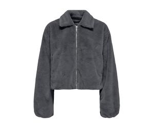 Plüschjacke ONLY "ONLDANA LIFE FAUX FUR JACKET CC OTW", Damen, Gr. XL, grau (schwarzened pearl), Web, Obermaterial: 100% Polyester, unifarben, regular fit, Jacken (88638215-XL) schwarzened pearl