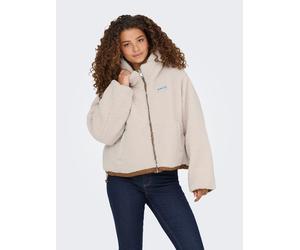 Plüschjacke ONLY "ONLMARIA LIFE REV PUFFER JACKET CC OTW", Damen, Gr. M, beige (cloud dancer detail:toasted coconut), Plüsch, Obermaterial: 50% Nylon, 50% Polyester, unifarben, regular fit normal, Jac