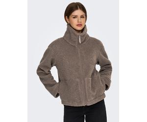 Plüschjacke ONLY "ONLMEGAN TEDDY JACKET CS OTW", Damen, Gr. L, beige (walnut), Plüsch, Obermaterial: 100% Polyester, unifarben, hüftlang, Jacken, Kunstfaser (90857614-L) walnut