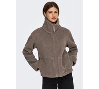 Plüschjacke ONLY "ONLMEGAN TEDDY JACKET CS OTW", Damen, Gr. XS, beige (walnut), Plüsch, Obermaterial: 100% Polyester, unifarben, hüftlang, Jacken, Kunstfaser (90857614-XS) walnut