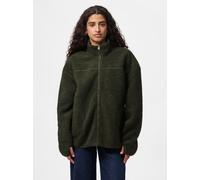 Plüschjacke PIECES "PCSADIA LS TEDDY JACKET NOOS BC", Damen, Gr. L, forest night, Plüsch, Obermaterial: 100% Polyester, unifarben, regular fit normal, Jacken, Kunstfaser (23535701-L) forest night