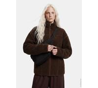 Plüschjacke PIECES "PCSADIA LS TEDDY JACKET NOOS BC", Damen, Gr. L, hot fudge, Plüsch, Obermaterial: 100% Polyester, unifarben, regular fit normal, Jacken, Kunstfaser (41811519-L) hot fudge