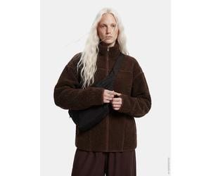 Plüschjacke PIECES "PCSADIA LS TEDDY JACKET NOOS BC", Damen, Gr. L, hot fudge, Plüsch, Obermaterial: 100% Polyester, unifarben, regular fit normal, Jacken, Kunstfaser (41811519-L) hot fudge