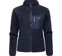 Plüschjacke RAGWEAR "Alaris", Damen, Gr. XL (42), blau (navy), Plüsch, Material: 100% Polyester, Basic, oversize hüftbedeckend, hoch geschlossener Ausschnitt, Ärmel ohne Ärmelschlitz normaler Saum mit