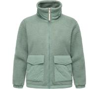 Ragwear Damen Teddy-Fleecejacke leichte Winterjacke Plüschjacke mit hohem Stehkragen Arctika II Dusty Green Gr. XL