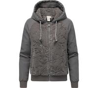 Plüschjacke RAGWEAR "Talianita YOUMODO", Damen, Gr. L (40), grau (stone), Material: 100% Polyester, gerade hüftlang, hoch geschlossener Ausschnitt, Ärmel ohne Ärmelschlitz Rippbündchen, Jacken, Leicht