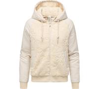 Plüschjacke RAGWEAR "Talianita YOUMODO", Damen, Gr. XL (42), beige (elfenbeinfarben), Material: 100% Polyester, gerade hüftlang, hoch geschlossener Ausschnitt, Ärmel ohne Ärmelschlitz Rippbündchen, Ja
