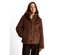 Plüschjacke TOM TAILOR "Regular", Damen, Gr. L, camel, Plüsch, Obermaterial: 100% Polyester. Futter: 100% Polyester, unifarben, bequem hüftlang, Rundhals, offene Kante, Jacken, Witerjacke / Kuscheljac