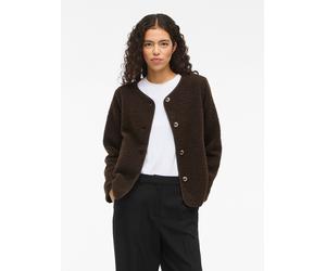 Plüschjacke VILA "VIADA TEDDY JACKET", Damen, Gr. 38, coffee bean, Plüsch, Obermaterial: 100% Polyester, unifarben, regular fit kurz, Rundhals, Jacken, Kunstfaser (90492526-38) coffee bean