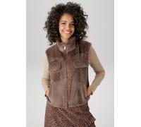 Plüschweste ANISTON CASUAL, Damen, Gr. 40, braun, Web, Obermaterial: 100% Polyester. Futter: 100% Polyester, leicht glänzend, unifarben, lässig geschnitten taillenbedeckt, Westen, in trendiger Farbpal