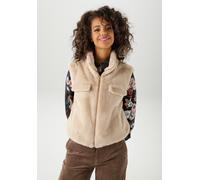 Plüschweste ANISTON CASUAL, Damen, Gr. 46, beige (sand), Web, Obermaterial: 100% Polyester. Futter: 100% Polyester, leicht glänzend, unifarben, lässig geschnitten taillenbedeckt, Westen, in trendiger 
