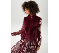 Plüschweste ANISTON CASUAL, Damen, Gr. 48, rot (bordeaux), Web, Obermaterial: 100% Polyester. Futter: 100% Polyester, leicht glänzend, unifarben, lässig geschnitten taillenbedeckt, Westen, in trendige