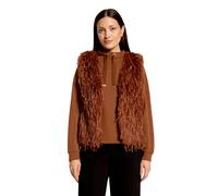 Plüschweste BETTY & CO "Damen mit Fransen", Damen, Gr. 34, braun, Obermaterial: 100% Polyester. Futter: 100% Polyester, figurumspielend normal, V-Ausschnitt, Westen (69463817-34) braun
