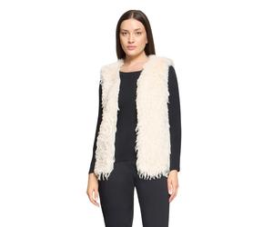 Plüschweste BETTY & CO "Damen mit Fransen", Damen, Gr. 34, cream, Obermaterial: 100% Polyester; Futter: 100% Polyester, figurumspielend hüftbedeckend, V-Ausschnitt, Westen (48921700-34) cream