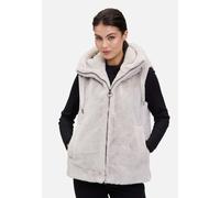 Plüschweste mit Kapuze Hellgrau Damen
