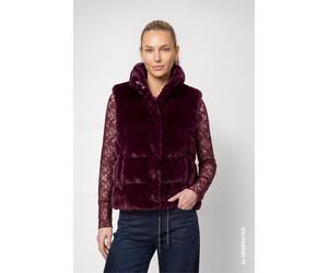 Plüschweste MONARI "Weste Basic Fake Fur", Damen, Gr. 44, dkbordeaux, Westen, Regular fit mit Stehkragen (47615043-44) dkbordeaux