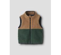 Plüschweste NAME IT "NMMMALL TEDDY VEST2", Jungen, Gr. 110, braun (jungle grün), Plüsch, Obermaterial: 100% Polyester, normal, Westen, Kunstfaser (33578139-110) jungle grün