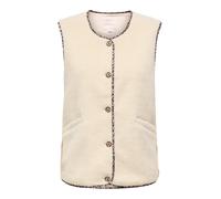 Plüschweste ONLY CARMAKOMA "CARBABY TEDDY VEST PNT", Damen, Gr. 52, beige (birch detail:leo binding), Web, Obermaterial: 100% Polyester, unifarben, normal, Rundhals, Westen, Kunstfaser (28851521-52) b
