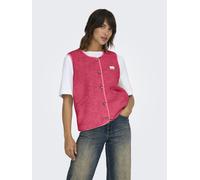 Plüschweste ONLY "ONLBABY LIFE TEDDY VEST PNT CS", Damen, Gr. L, pink lemonade detail:vintage batch, Plüsch, Obermaterial: 100% Polyester, unifarben, bequem hüftlang, Rundhals, Westen, Kunstfaser Plüs